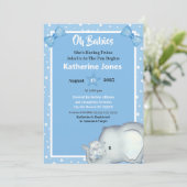 Cute Twin Boys Elephant Baby Shower Invitations (Debout devant)