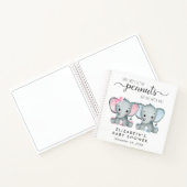 Cute Twin Girl Boy Elephant Baby shower Guest Book Notitieboek (Binnen)