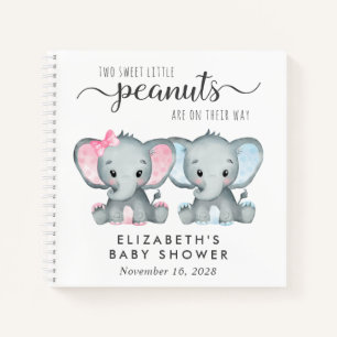 Cute Twin Girl Boy Elephant Baby shower livre d'in