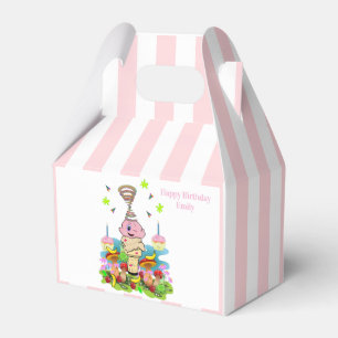 Cute Twin Happy Birthday Gevel Favor Doos Roze Bla Bedankdoosjes