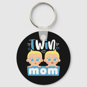 Cute Twin Mama of Baby Boys Cool Mama Moederdag Sleutelhanger
