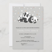 Cute Twin Panda Personalized Baby shower Kaart (Voorkant)