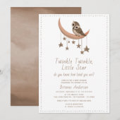 Cute Twinkle Little Star Moon Rustic Baby shower Kaart (Voorkant / Achterkant)