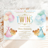 Cute Twins Baby Girl Boy Teddy Bears Baby shower Kaart