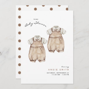 Cute Twins Boys Baby shower Invitation
