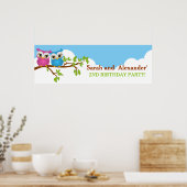 Cute Twins Eigenaar van Branch Girl Boy Birthday B Poster (Keuken)