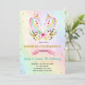 Cute twins unicorne invitation de la fête (Debout devant)