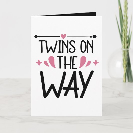 Cute twins word art add message inside  kaart (Voorkant)