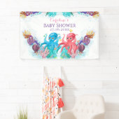 Cute TwinsOcean Octopus kleurful Happy Birthday Spandoek (Insitu)