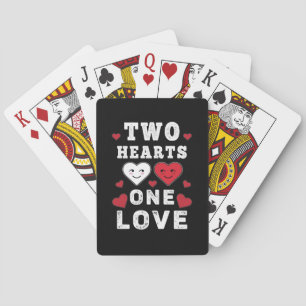 Cute Two Hearts One Love Birthday Valentijnsdag Pokerkaarten