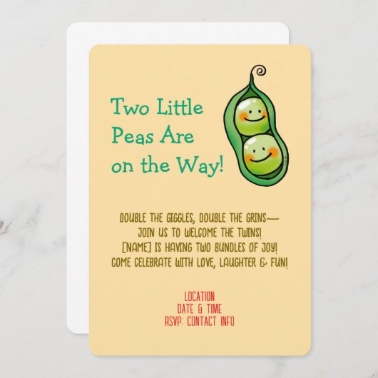 Cute Two Peas dans un Invitation de douche Pod Twi (Devant / Derrière)