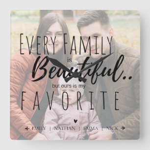 Cute Typography Family is een prachtige familiefot Vierkante Klok