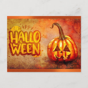 Cute Typography Happy Halloween Pumpkin Briefkaart