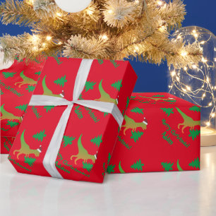 Cute Tyrannosaurus Rex en kerstbomen kind Cadeaupapier