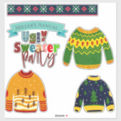 Cute Ugely Sweater Prettig Kerstmis op maat gesned Sticker (Vel)