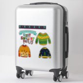 Cute Ugely Sweater Prettig Kerstmis op maat gesned Sticker (Koffer)