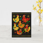 Cute Ugly Christmas Chickens Hen Shirt Funny Xmas Kaart (Gele Bloem)