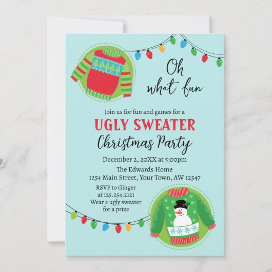 Cute ugly sweater Christmas Holiday Invitation (Devant)