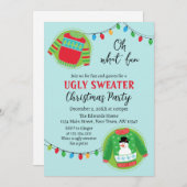 Cute ugly sweater Christmas Holiday Invitation (Devant / Derrière)
