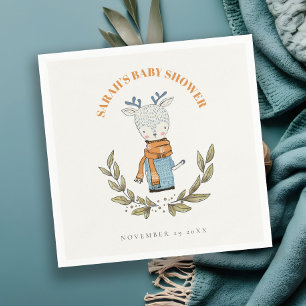 Cute Ugly Sweater Leaf Winter Reindeer Baby shower Servet