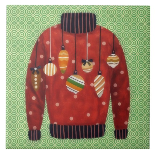 Cute Ugly Sweater Ornament Art Tile Tegeltje (Voorkant)