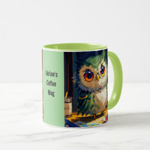 Cute Uil Acryl en paletmesstreken Mok