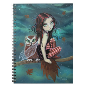 Cute Uil en Fee Fantasie Kunst Notitieboek