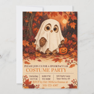 Cute Uil Geest Kostuum Halloween Feest Uitnodiging