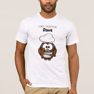 Cute Uil Grillmaster Gepersonaliseerd Heren TShirt