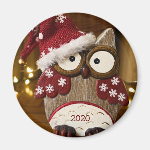 Cute Uil Kersthout Magneet