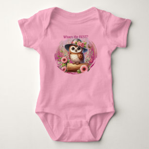 Cute Uil met Hoed & Bloemenscène Romper