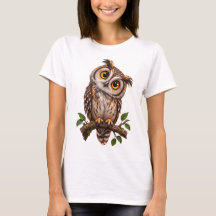 Cute Uil op Tak Dames Grafische T-Shirt