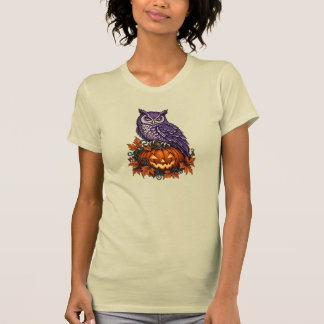Cute Uil Pompoen Halloween Dames Crème T-Shirt