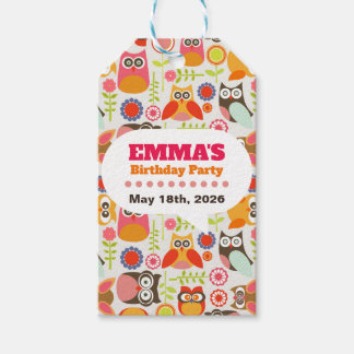 Cute Uil Verjaardagsuitnodiging Hoot Hooray Verjaa Cadeaulabel