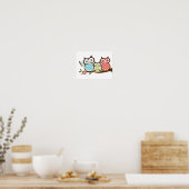 Cute Uilenfamilie Poster (Keuken)