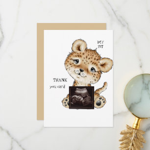 Cute Ultrasound Photo Boy Funny Hartelijk dank Bedankkaart
