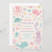 Cute Under the Sea Anniversaire Fête Invitation (Devant / Derrière)