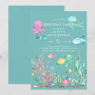 Cute Under the Sea Anniversaire Invitation