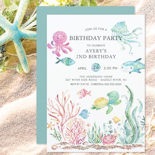 Cute Under the Sea Anniversaire Invitation