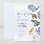 Cute Under the Sea Baby shower Invitation (Devant / Derrière)