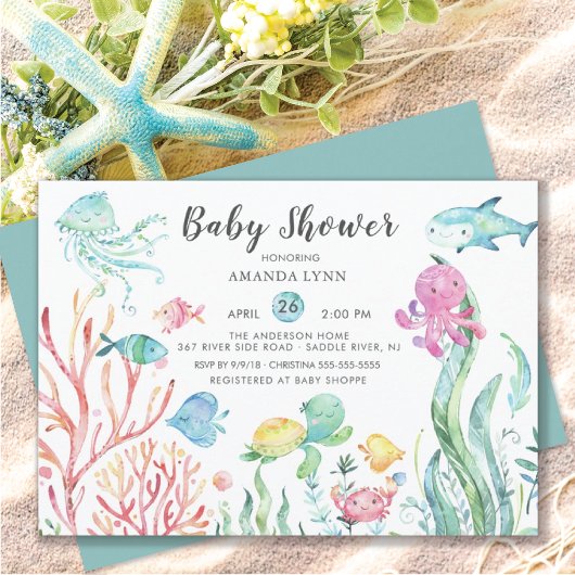 Cute Under the Sea Baby shower Invitation