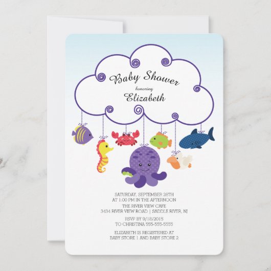 Cute Under the Sea Baby Shower Invitations (Devant)