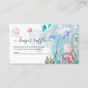Cute Under the Sea Baby Shower Luierspel Enclosure Informatiekaartje