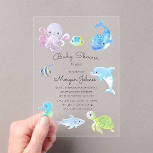 Cute Under the Sea Baby Shower Uitnodiging per Pos Acryl Uitnodigingen