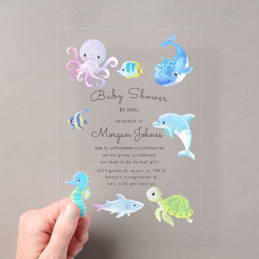 Cute Under the Sea Baby Shower Uitnodiging per Pos Acryl Uitnodigingen (Insitu (Draagbaar))