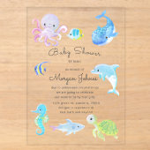 Cute Under the Sea Baby Shower Uitnodiging per Pos Acryl Uitnodigingen (Voorkant)