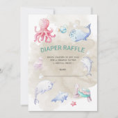 Cute Under the Sea Diaper Raffle Ticket Invitation (Devant)