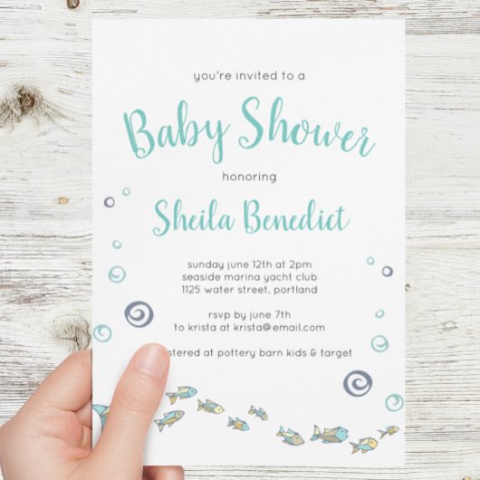 Cute Under the Sea Fish Baby shower Invitation
