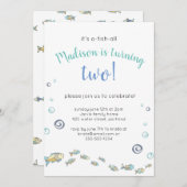 Cute Under the Sea Fish Invitation Anniversaire (Devant / Derrière)
