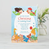 Cute Under the Sea Mermaid Invitation Anniversaire (Debout devant)